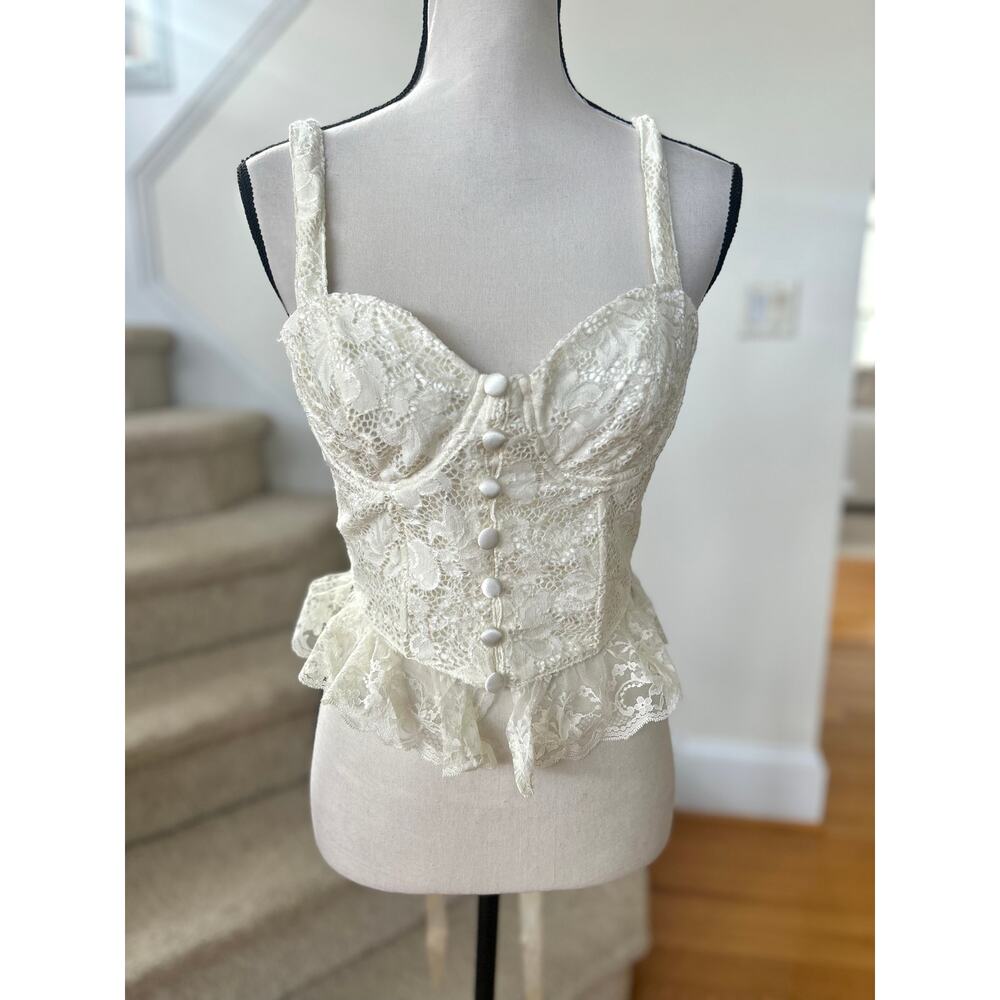 NWT Current Mood Dolls Kill Cream White Lace Corset Whimsygoth Fairy Coquette